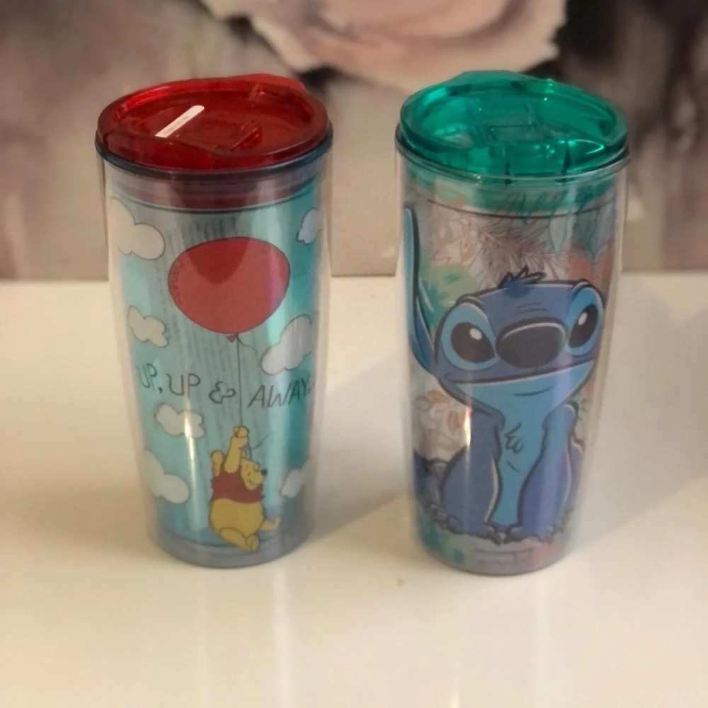 - New! DISNEY WINNIE THE POOH And Little Stitch Tumbler Cup 20 Oz Set